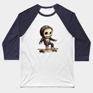 Skeleton Skateboarder Baseball T-Shirt